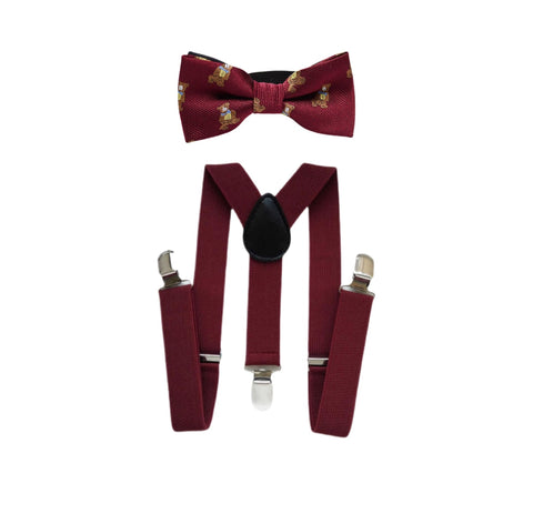 Burgundy Classic - Suspender And Bowtie Set for Children